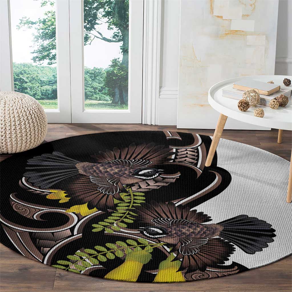 New Zealand Valentines Day Round Carpet Piwakawaka Lovers Maori Koru Tattoo LT14 - Polynesian Pride