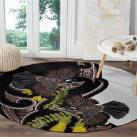 New Zealand Valentines Day Round Carpet Piwakawaka Lovers Maori Koru Tattoo LT14 - Polynesian Pride