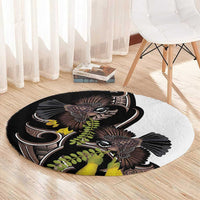 New Zealand Valentines Day Round Carpet Piwakawaka Lovers Maori Koru Tattoo LT14 - Polynesian Pride