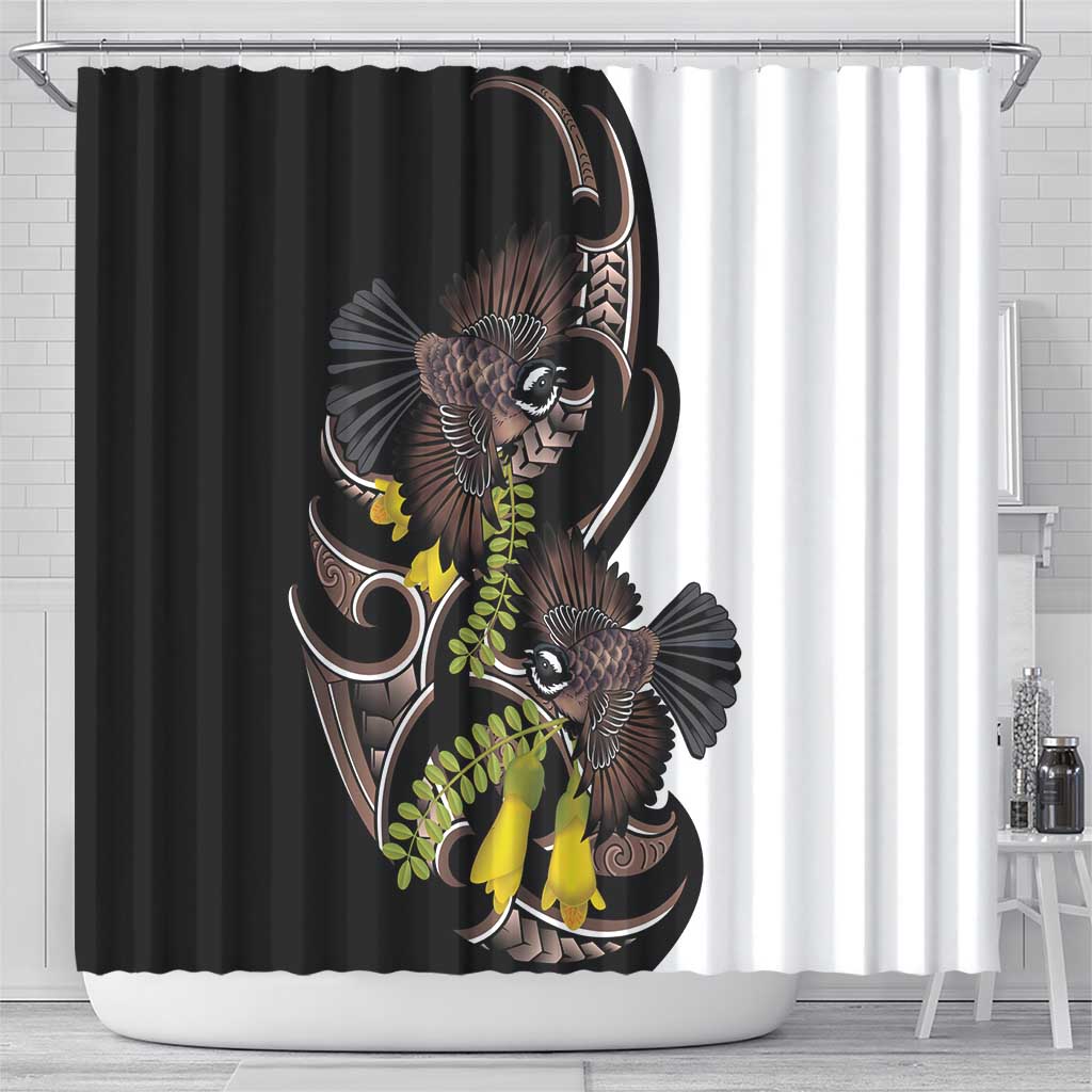New Zealand Valentines Day Shower Curtain Piwakawaka Lovers Maori Koru Tattoo LT14 - Polynesian Pride