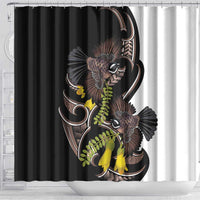 New Zealand Valentines Day Shower Curtain Piwakawaka Lovers Maori Koru Tattoo LT14 - Polynesian Pride