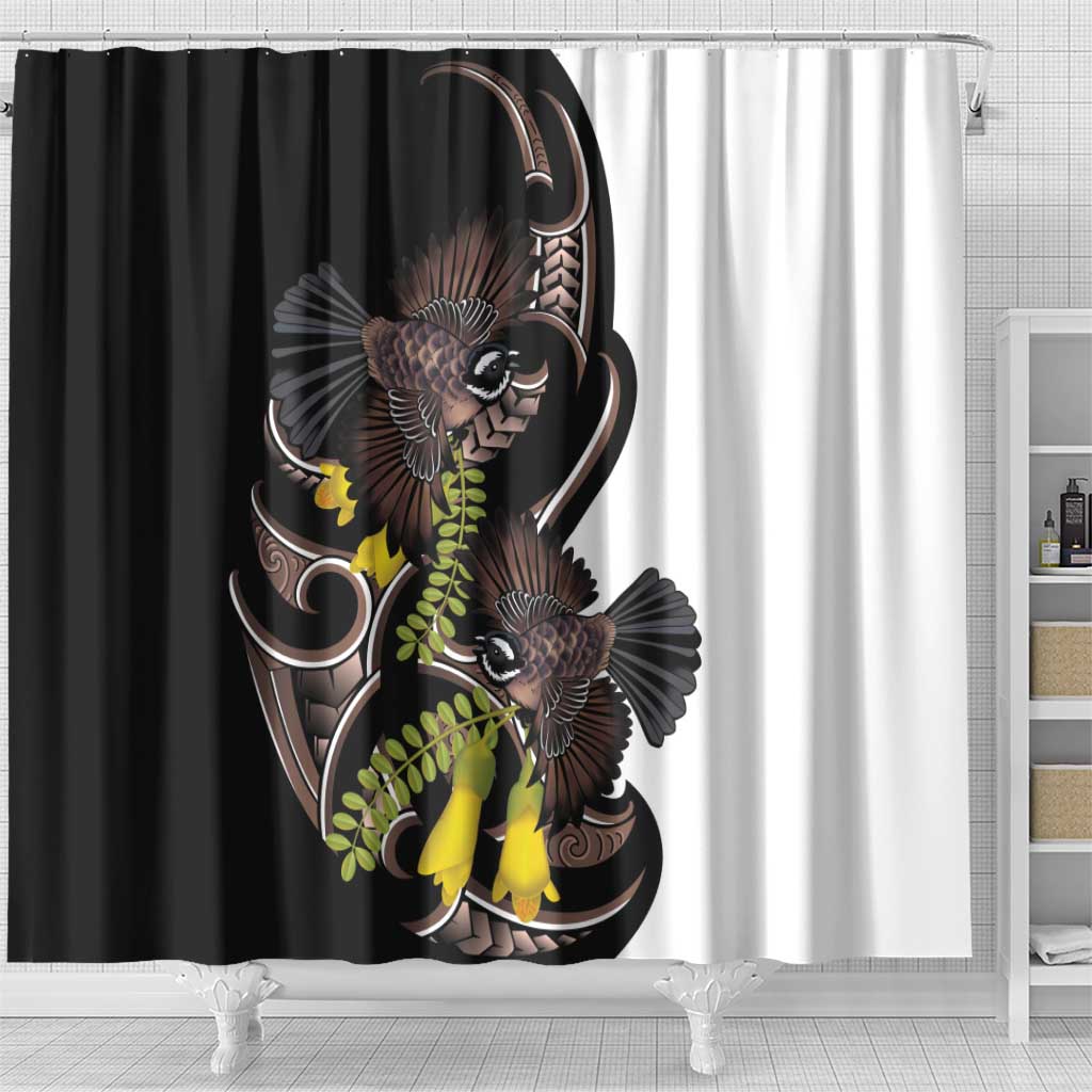 New Zealand Valentines Day Shower Curtain Piwakawaka Lovers Maori Koru Tattoo LT14 - Polynesian Pride