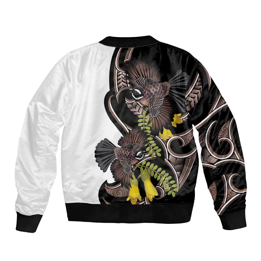 New Zealand Valentines Day Sleeve Zip Bomber Jacket Piwakawaka Lovers Maori Koru Tattoo LT14 - Polynesian Pride
