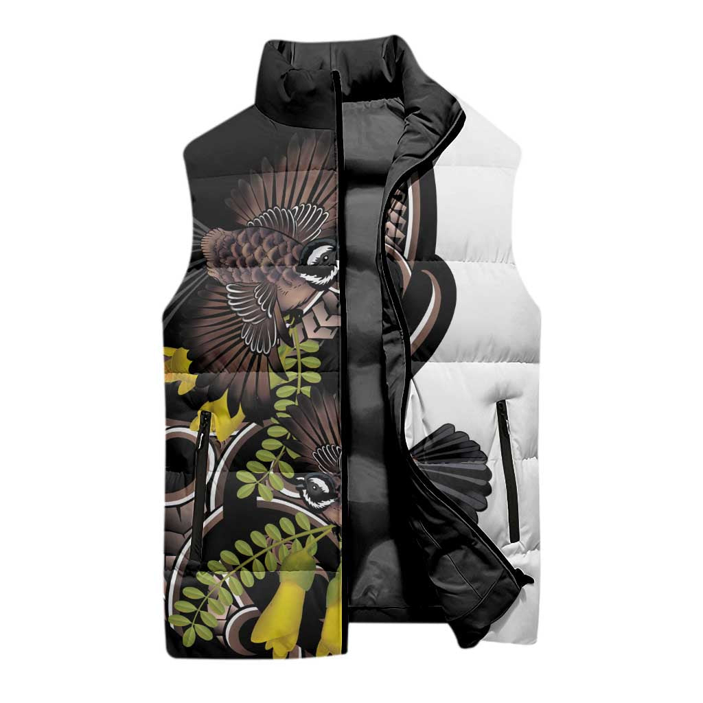 New Zealand Valentines Day Sleeveless Puffer Jacket Piwakawaka Lovers Maori Koru Tattoo LT14 - Polynesian Pride