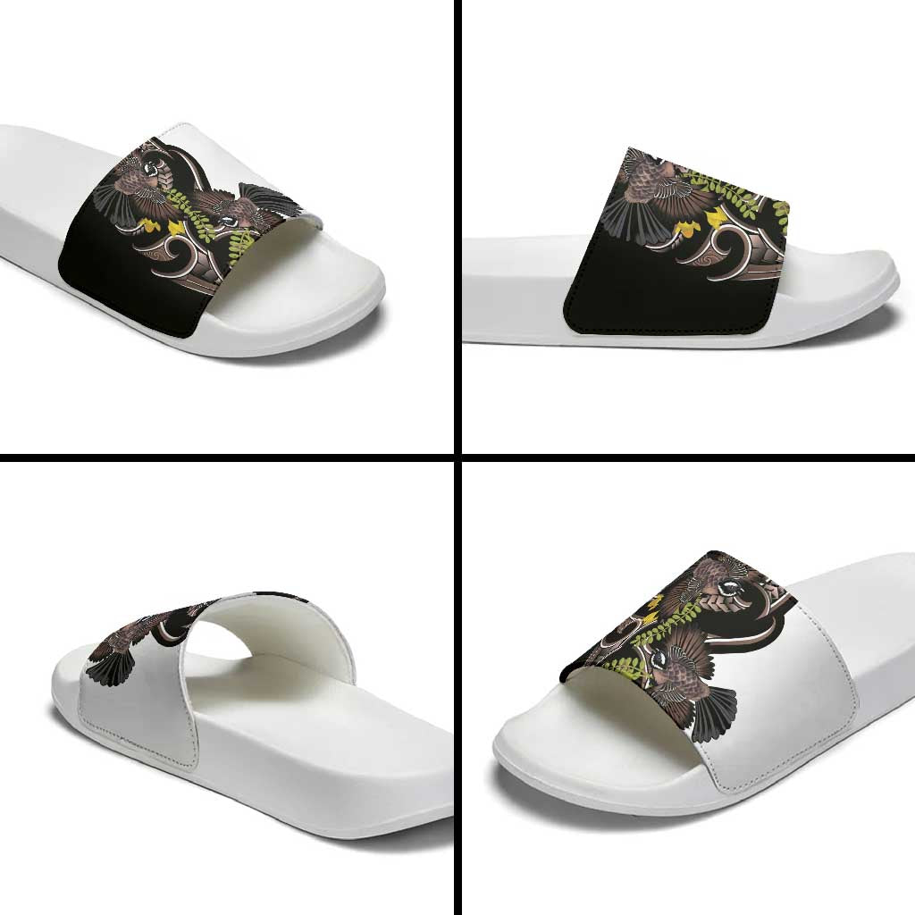 New Zealand Valentines Day Slide Sandals Piwakawaka Lovers Maori Koru Tattoo LT14 - Polynesian Pride