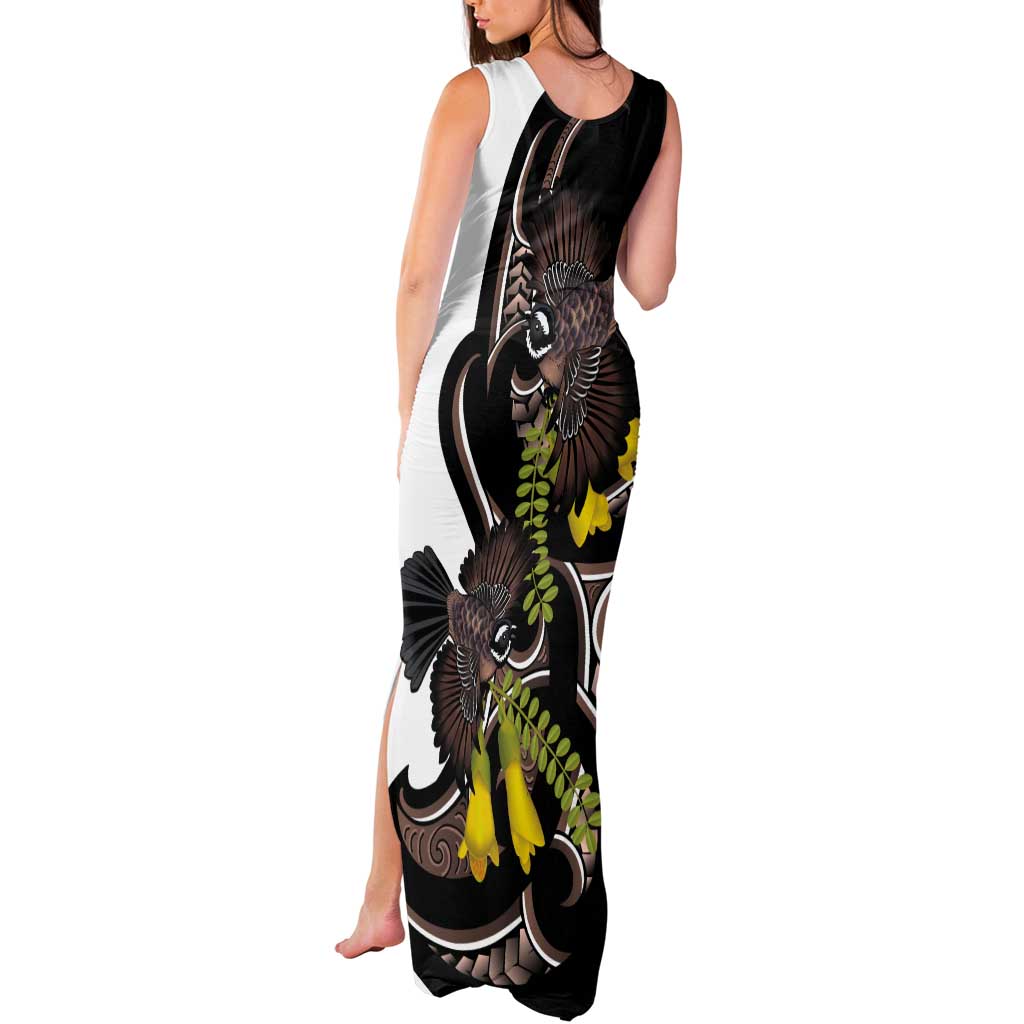 New Zealand Valentines Day Tank Maxi Dress Piwakawaka Lovers Maori Koru Tattoo LT14 - Polynesian Pride