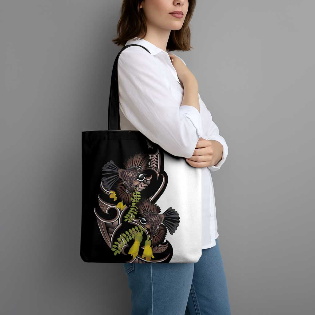 New Zealand Valentines Day Tote Bag Piwakawaka Lovers Maori Koru Tattoo LT14 - Polynesian Pride