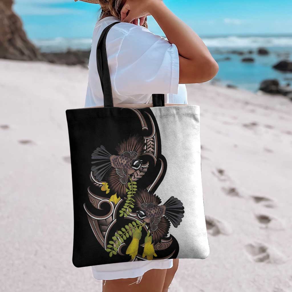 New Zealand Valentines Day Tote Bag Piwakawaka Lovers Maori Koru Tattoo LT14 - Polynesian Pride