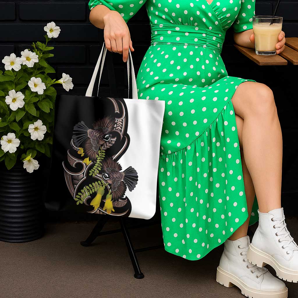 New Zealand Valentines Day Tote Bag Piwakawaka Lovers Maori Koru Tattoo LT14 - Polynesian Pride