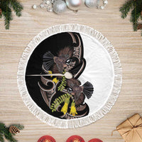 New Zealand Valentines Day Tree Skirt Piwakawaka Lovers Maori Koru Tattoo LT14 Fringed Black - Polynesian Pride