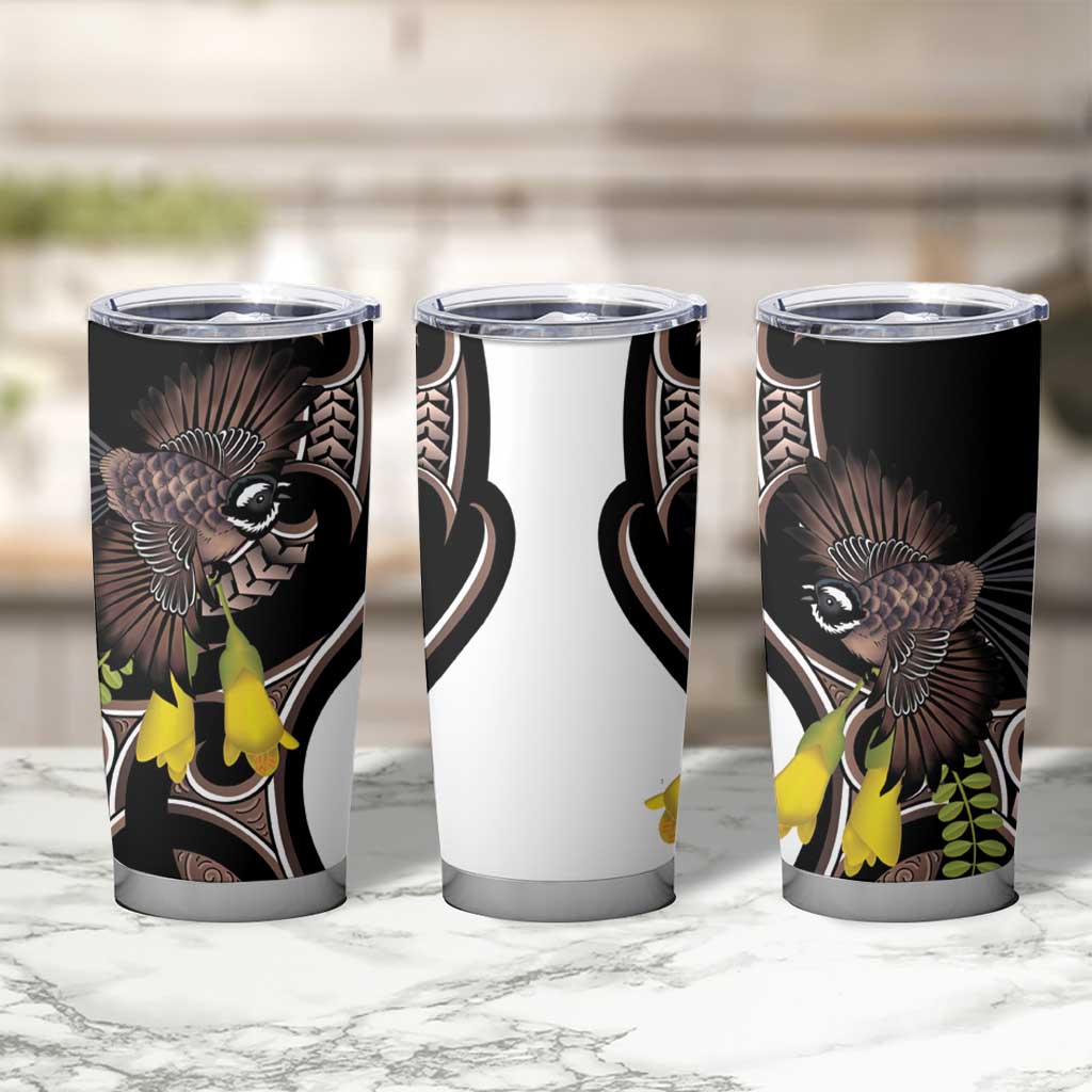 New Zealand Valentines Day Tumbler Cup Piwakawaka Lovers Maori Koru Tattoo LT14 - Polynesian Pride