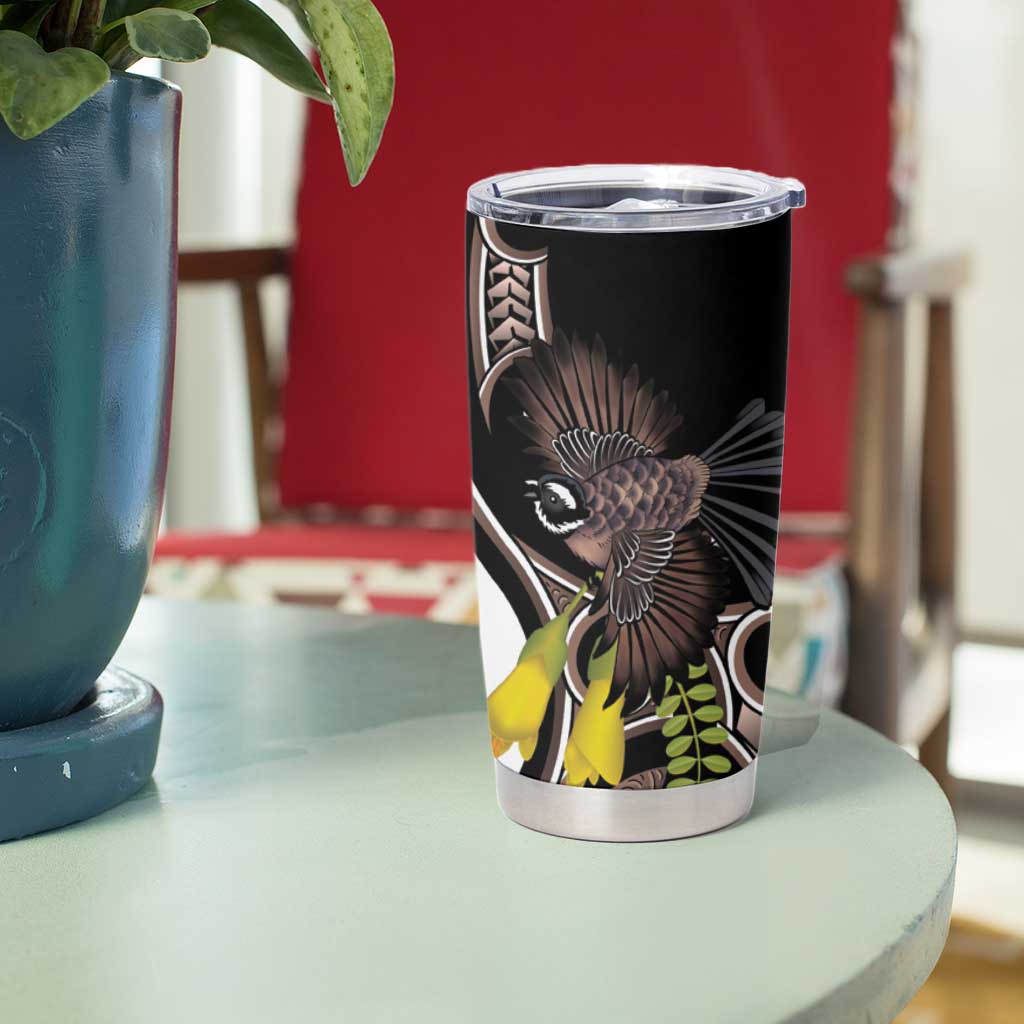 New Zealand Valentines Day Tumbler Cup Piwakawaka Lovers Maori Koru Tattoo LT14 - Polynesian Pride