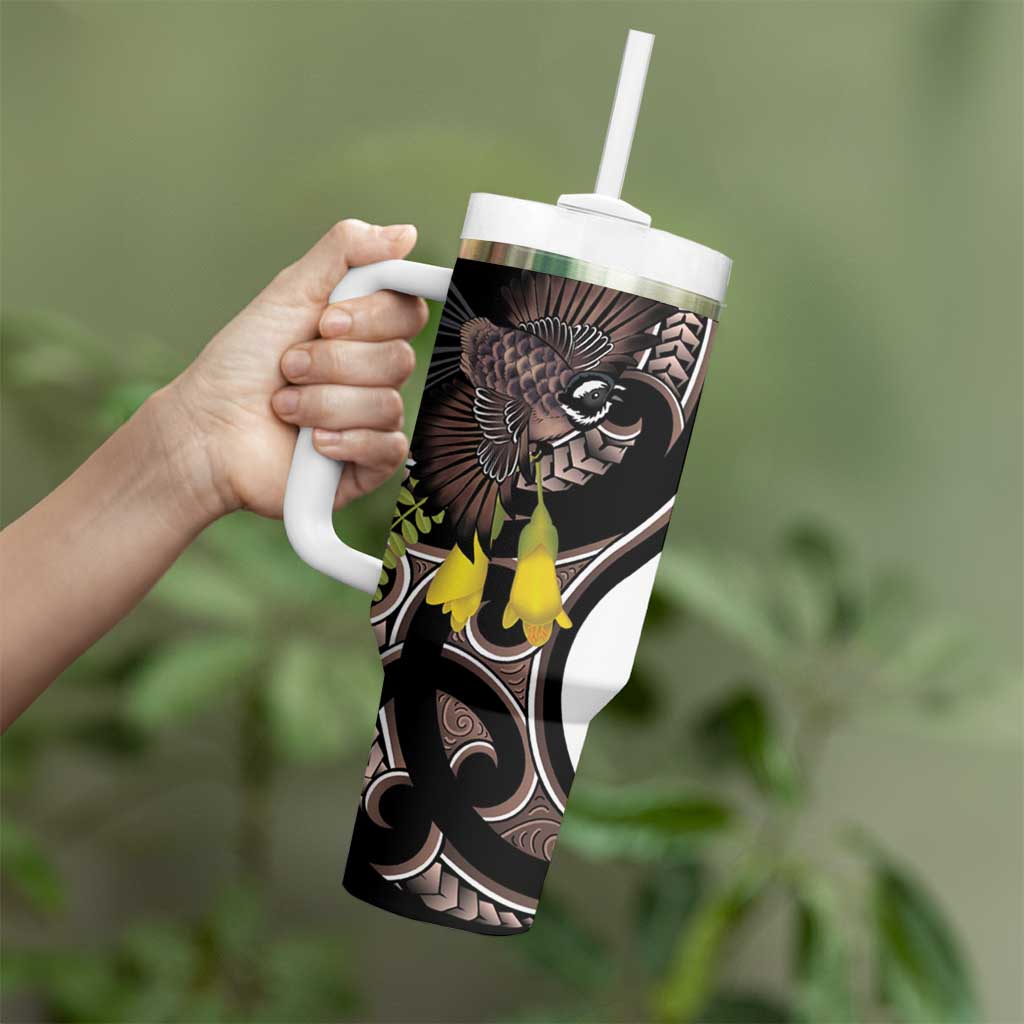 New Zealand Valentines Day Tumbler With Handle Piwakawaka Lovers Maori Koru Tattoo LT14 - Polynesian Pride