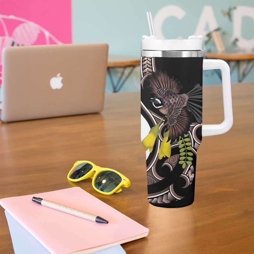 New Zealand Valentines Day Tumbler With Handle Piwakawaka Lovers Maori Koru Tattoo LT14 - Polynesian Pride