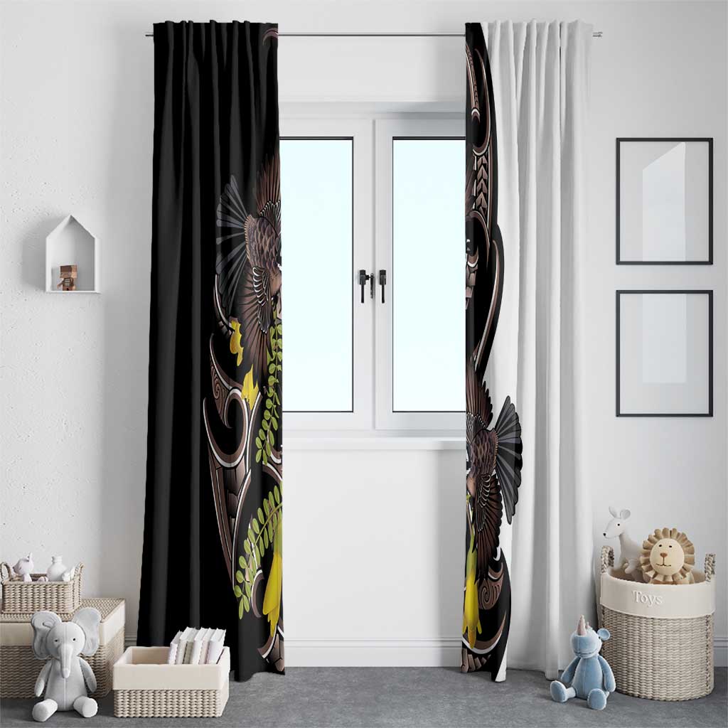 New Zealand Valentines Day Window Curtain Piwakawaka Lovers Maori Koru Tattoo LT14 - Polynesian Pride