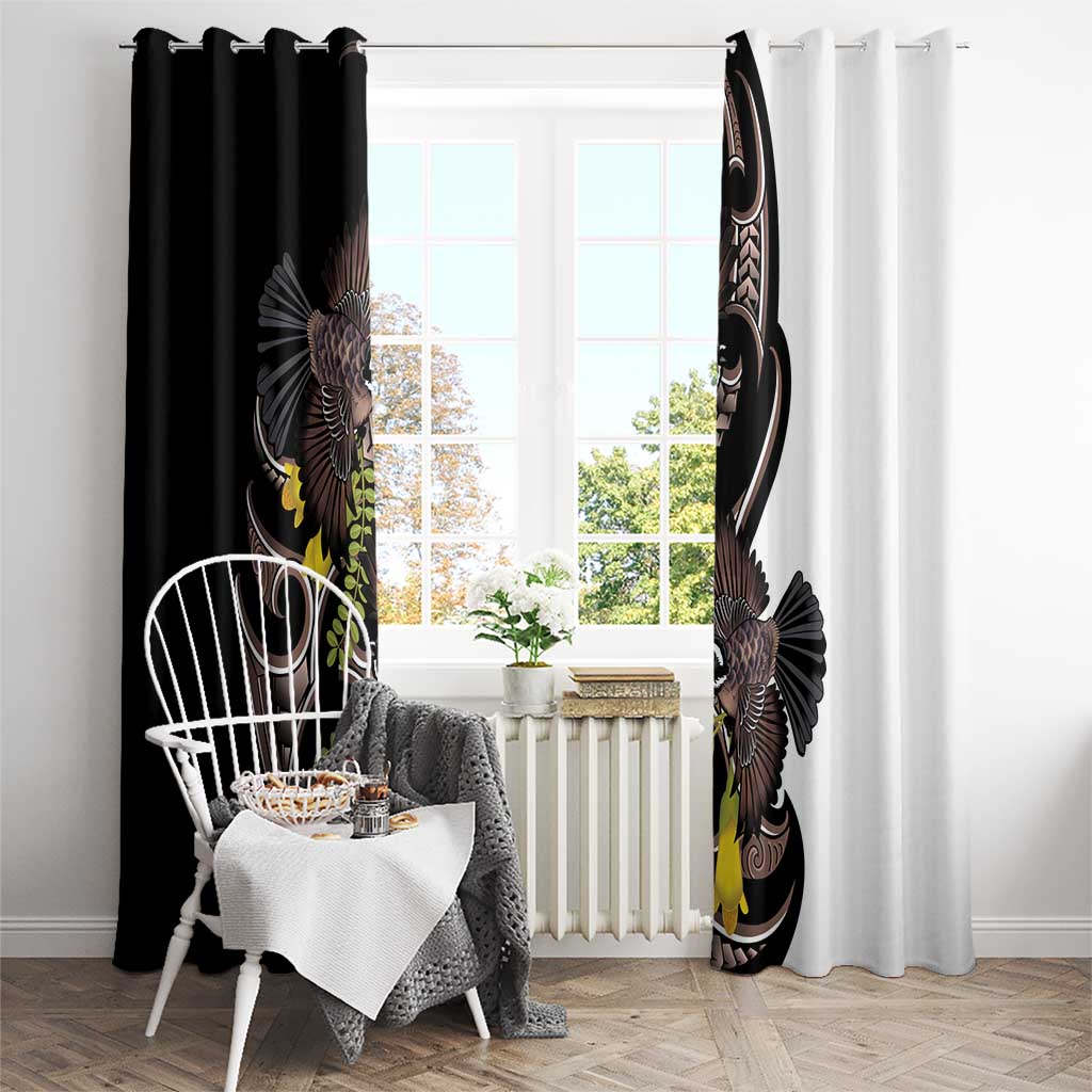 New Zealand Valentines Day Window Curtain Piwakawaka Lovers Maori Koru Tattoo LT14 - Polynesian Pride