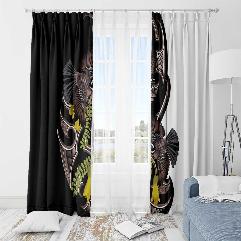 New Zealand Valentines Day Window Curtain Piwakawaka Lovers Maori Koru Tattoo LT14 - Polynesian Pride