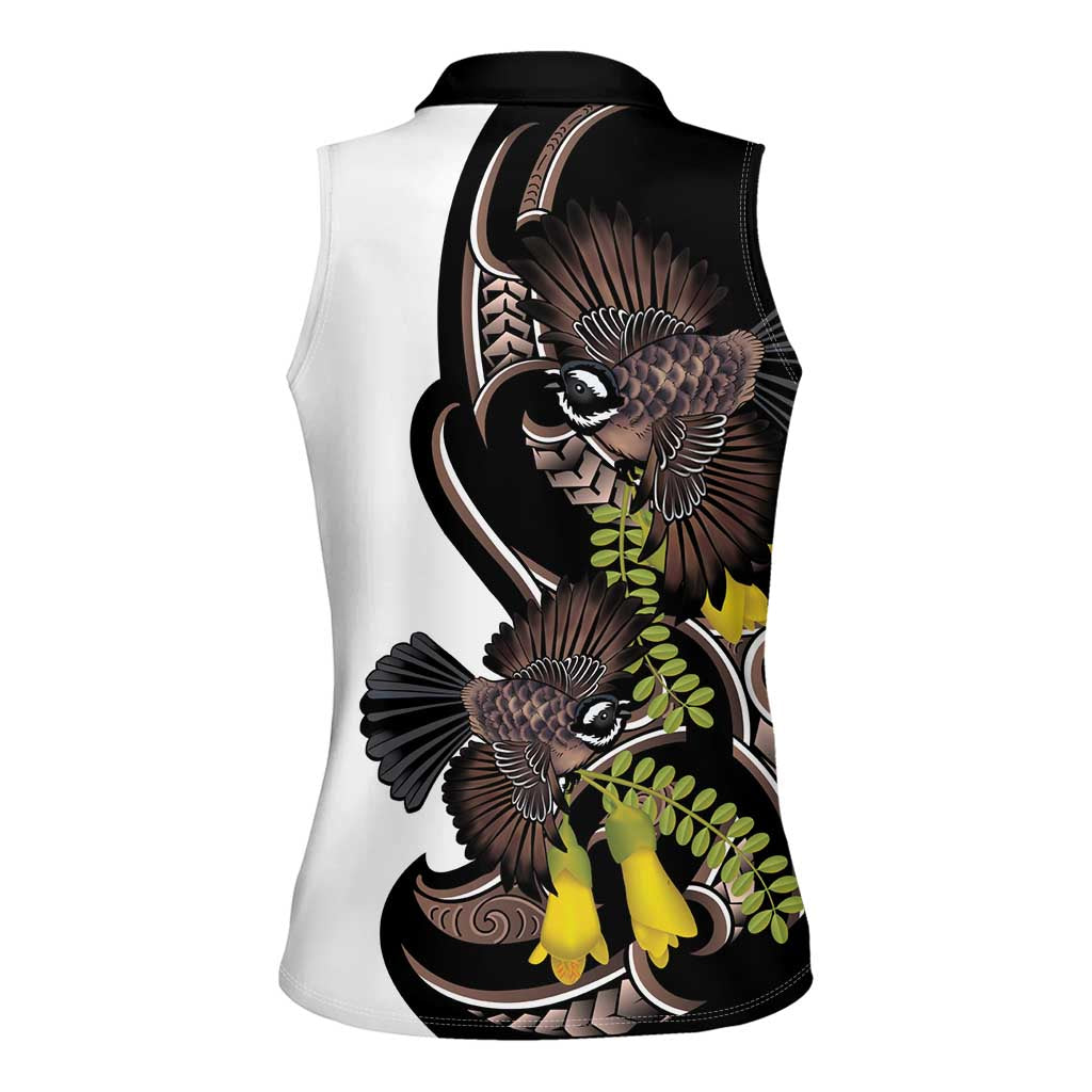 New Zealand Valentines Day Women Sleeveless Polo Shirt Piwakawaka Lovers Maori Koru Tattoo LT14 - Polynesian Pride