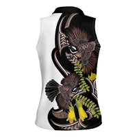 New Zealand Valentines Day Women Sleeveless Polo Shirt Piwakawaka Lovers Maori Koru Tattoo LT14 - Polynesian Pride