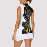 New Zealand Valentines Day Women Sleeveless Polo Shirt Piwakawaka Lovers Maori Koru Tattoo LT14 - Polynesian Pride