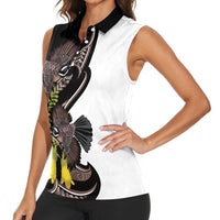 New Zealand Valentines Day Women Sleeveless Polo Shirt Piwakawaka Lovers Maori Koru Tattoo LT14 - Polynesian Pride