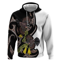 New Zealand Valentines Day Zip Hoodie Piwakawaka Lovers Maori Koru Tattoo LT14 Pullover Hoodie Black - Polynesian Pride