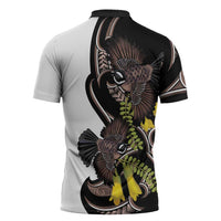 New Zealand Valentines Day Zipper Polo Shirt Piwakawaka Lovers Maori Koru Tattoo LT14 - Polynesian Pride