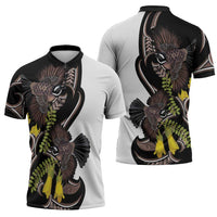 New Zealand Valentines Day Zipper Polo Shirt Piwakawaka Lovers Maori Koru Tattoo LT14 - Polynesian Pride