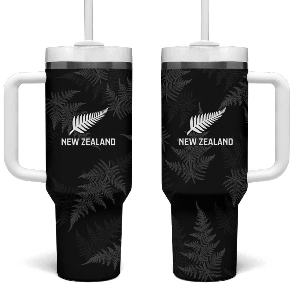 New Zealand Silver Fern Rugby Tumbler With Handle Go Aotearoa Champions World Cup LT14 One Size: 40 oz Black - Polynesian Pride
