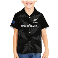 Custom New Zealand Silver Fern Rugby Family Matching Mermaid Dress and Hawaiian Shirt 2023 Go Aotearoa Champions World Cup LT14 Son's Shirt Black - Polynesian Pride