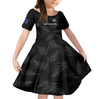 Custom New Zealand Silver Fern Rugby Family Matching Tank Maxi Dress and Hawaiian Shirt - 2023 Go Aotearoa Champions World Cup LT14 Daughter's Dress Black - Polynesian Pride