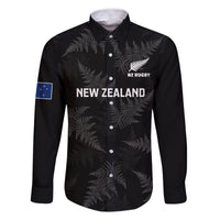 Custom New Zealand Silver Fern Rugby Family Matching Tank Maxi Dress and Hawaiian Shirt - 2023 Go Aotearoa Champions World Cup LT14 Dad's Shirt - Long Sleeve Black - Polynesian Pride