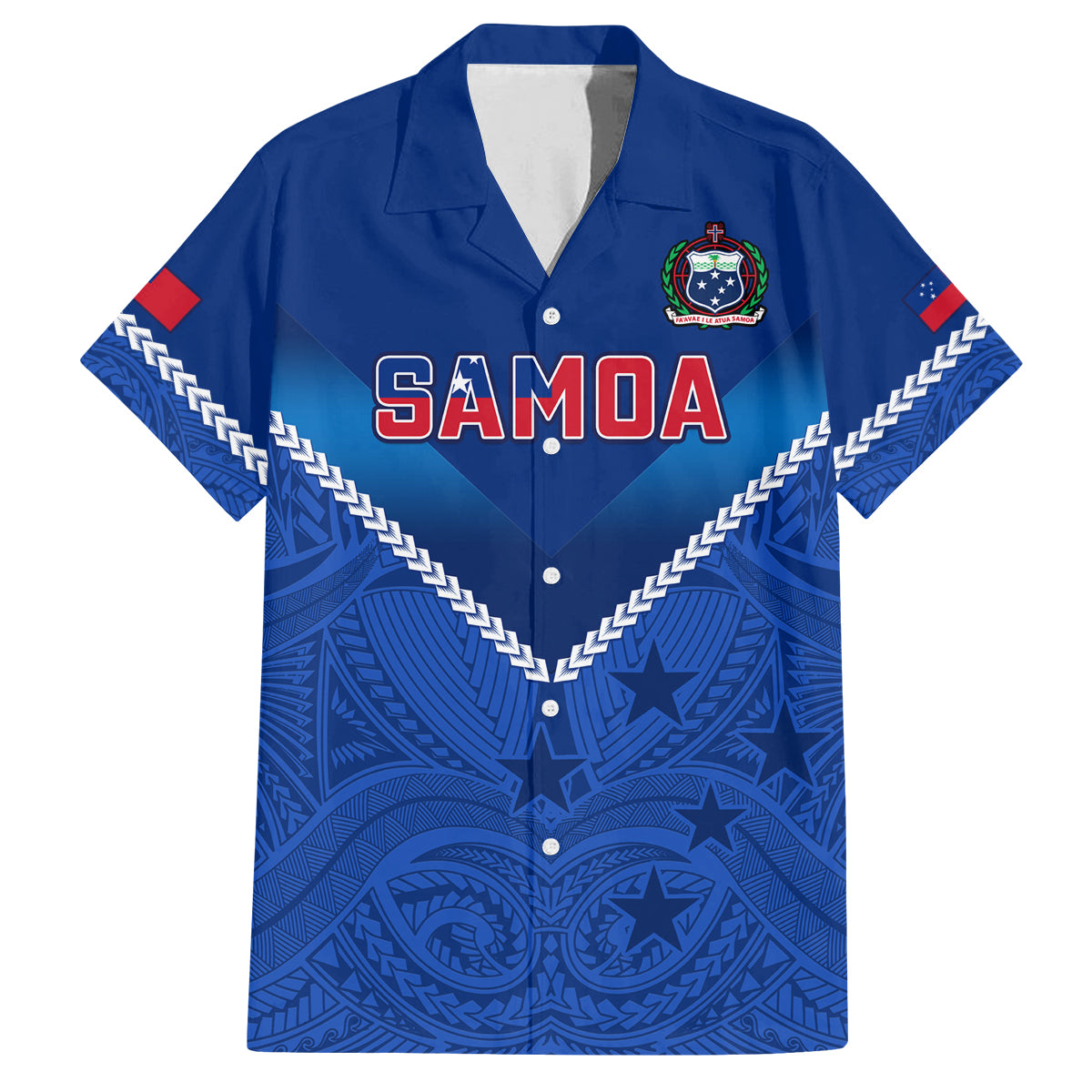 Custom Samoa Rugby Family Matching Off Shoulder Maxi Dress and Hawaiian Shirt 2023 Go Manu Samoa LT14 Dad's Shirt - Short Sleeve Blue - Polynesian Pride