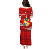 Custom Tonga Rugby Family Matching Puletasi Dress and Hawaiian Shirt 2023 Ikale Tahi Tongan Ngatu Pattern LT14 - Polynesian Pride
