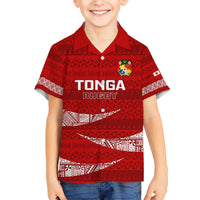 Custom Tonga Rugby Kid Hawaiian Shirt 2023 Ikale Tahi Tongan Ngatu Pattern LT14 Kid Red - Polynesian Pride