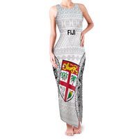Fiji Rugby Family Matching Tank Maxi Dress and Hawaiian Shirt 2023 Go Champions World Cup Fijian Tapa Pattern LT14 Mom's Dress White - Polynesian Pride