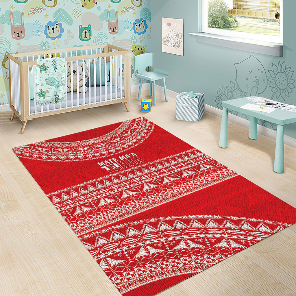 Mate Ma'a Tonga 2026 Rugby Area Rug Go Champions Tongan Ngatu Pattern LT14 - Polynesian Pride