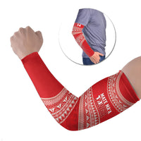 Mate Ma'a Tonga 2026 Rugby Custom Arm Sleeves Go Champions Tongan Ngatu Pattern LT14 Set of 2 Red - Polynesian Pride