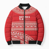 Mate Ma'a Tonga 2026 Rugby Custom Bomber Puffer Jacket Go Champions Tongan Ngatu Pattern LT14 Unisex Red - Polynesian Pride