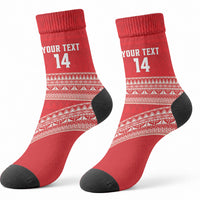 Mate Ma'a Tonga 2026 Rugby Custom Crew Socks Go Champions Tongan Ngatu Pattern LT14 - Polynesian Pride