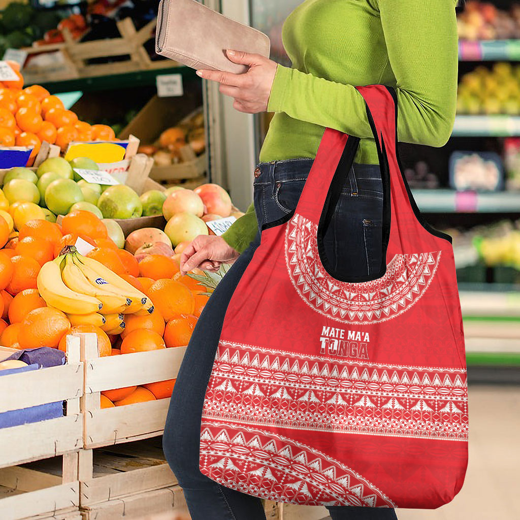 Mate Ma'a Tonga 2026 Rugby Grocery Bag Go Champions Tongan Ngatu Pattern LT14 - Polynesian Pride