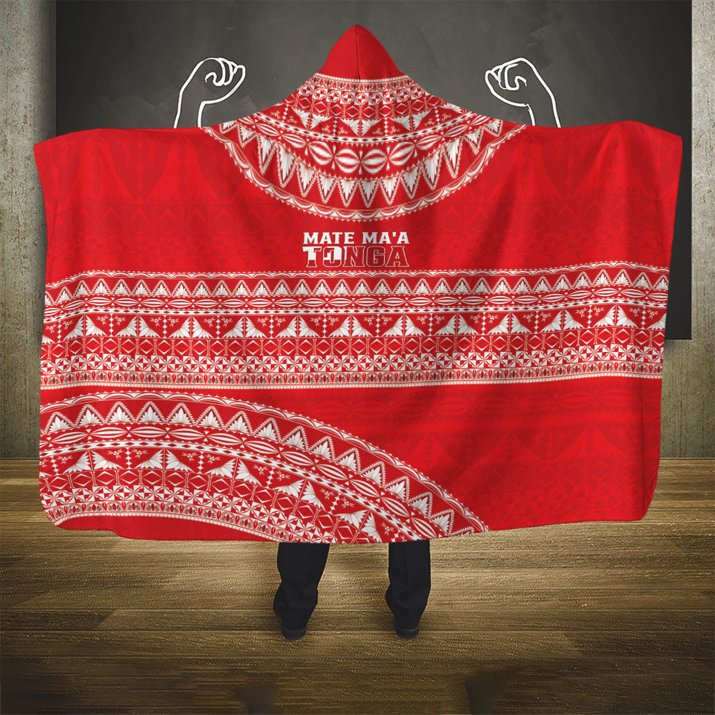 Mate Ma'a Tonga 2026 Rugby Hooded Blanket Go Champions Tongan Ngatu Pattern LT14 - Polynesian Pride