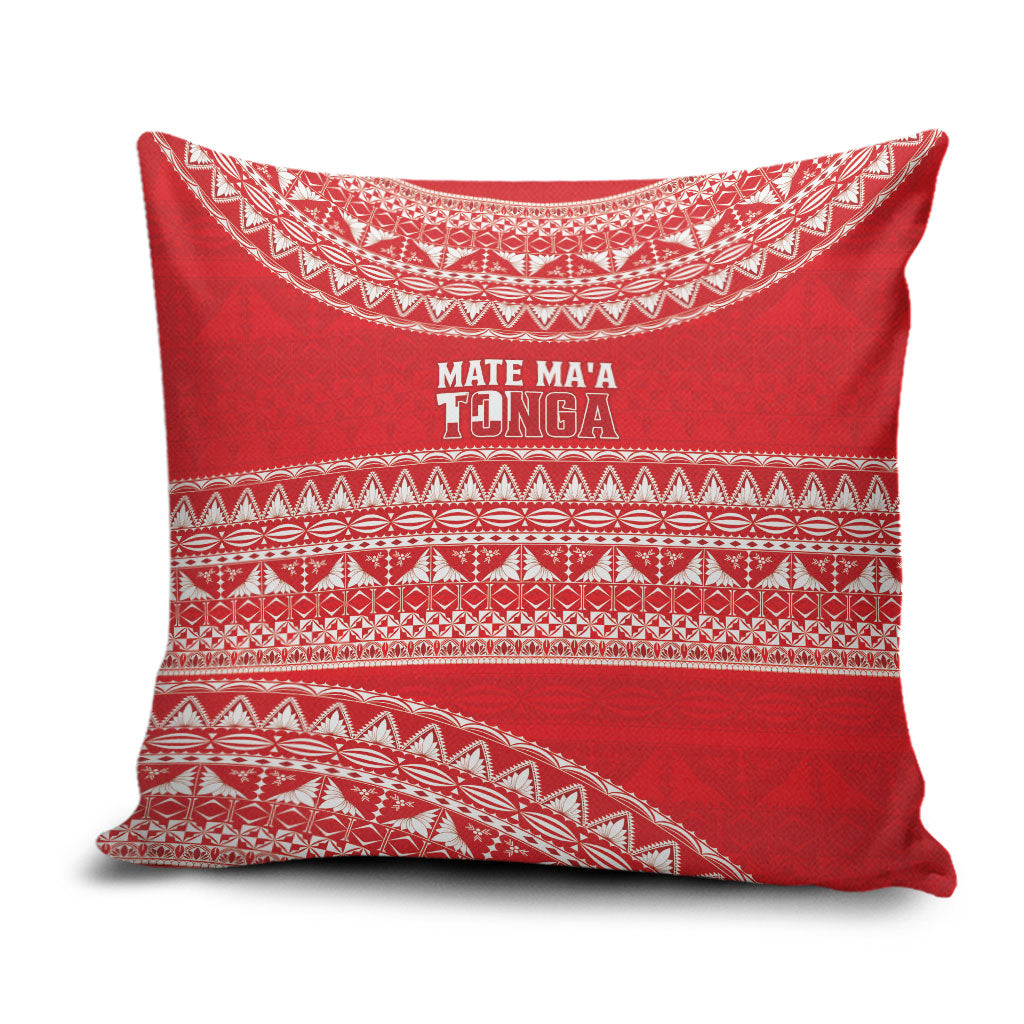 Mate Ma'a Tonga 2026 Rugby Pillow Cover Go Champions Tongan Ngatu Pattern LT14 Red - Polynesian Pride