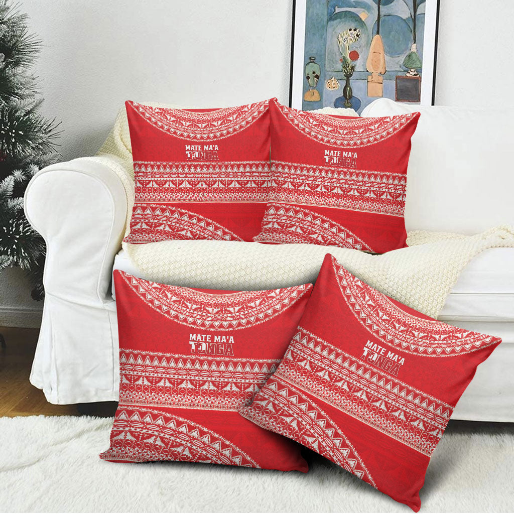 Mate Ma'a Tonga 2026 Rugby Pillow Cover Go Champions Tongan Ngatu Pattern LT14 - Polynesian Pride