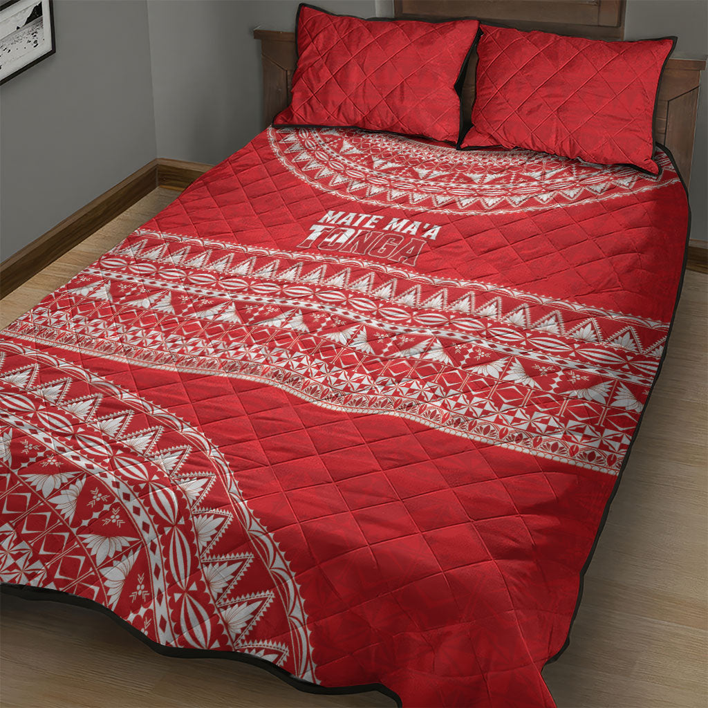Mate Ma'a Tonga 2026 Rugby Quilt Bed Set Go Champions Tongan Ngatu Pattern LT14 - Polynesian Pride