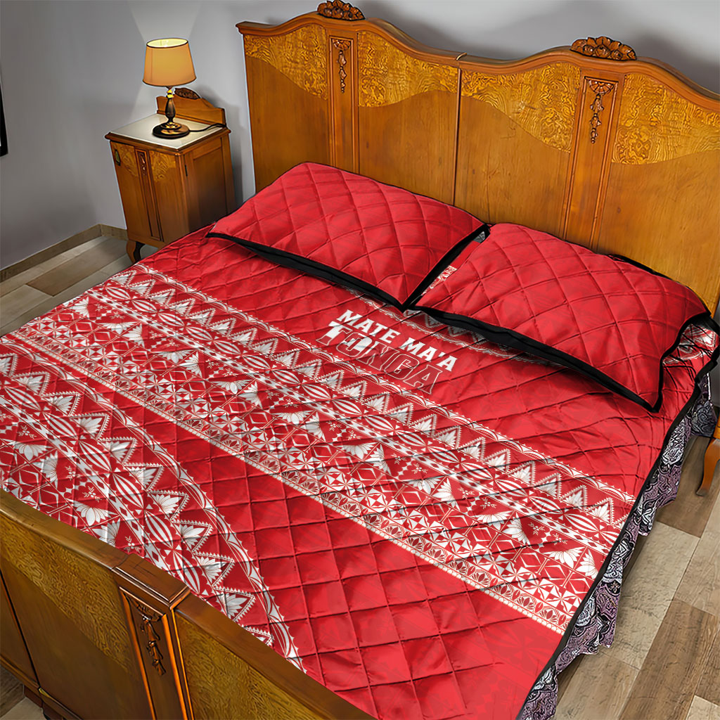 Mate Ma'a Tonga 2026 Rugby Quilt Bed Set Go Champions Tongan Ngatu Pattern LT14 - Polynesian Pride