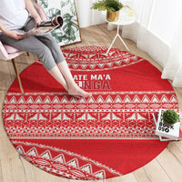 Mate Ma'a Tonga 2026 Rugby Round Carpet Go Champions Tongan Ngatu Pattern LT14 - Polynesian Pride