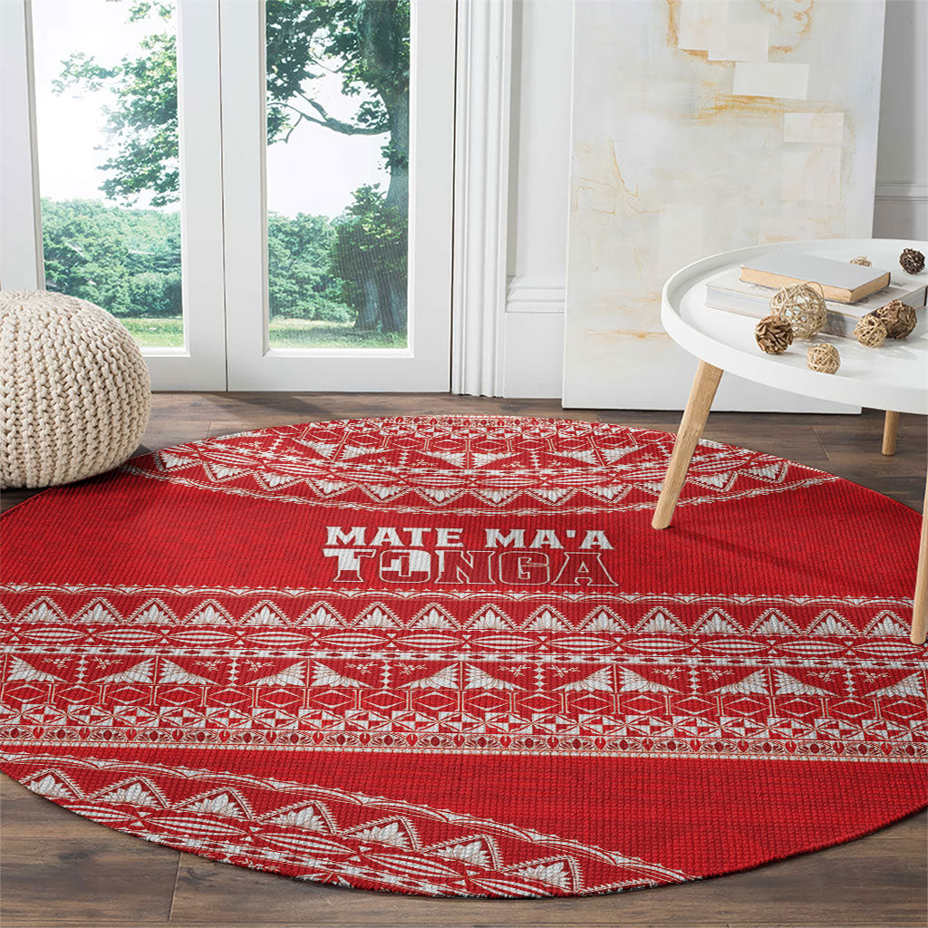 Mate Ma'a Tonga 2026 Rugby Round Carpet Go Champions Tongan Ngatu Pattern LT14 - Polynesian Pride