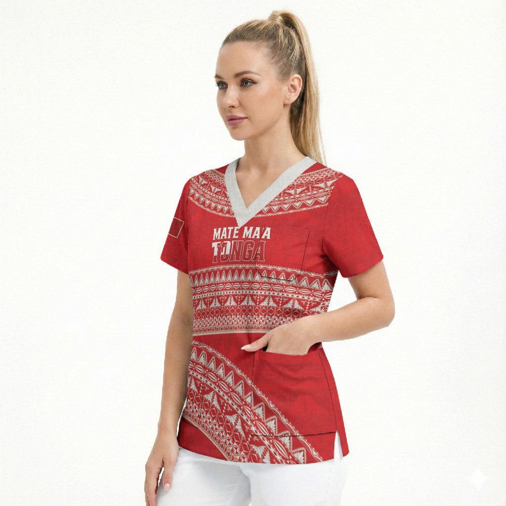 Mate Ma'a Tonga 2026 Rugby Custom Scrub Top Go Champions Tongan Ngatu Pattern LT14 - Polynesian Pride