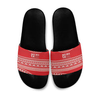 Mate Ma'a Tonga 2026 Rugby Slide Sandals Go Champions Tongan Ngatu Pattern LT14 Red - Polynesian Pride